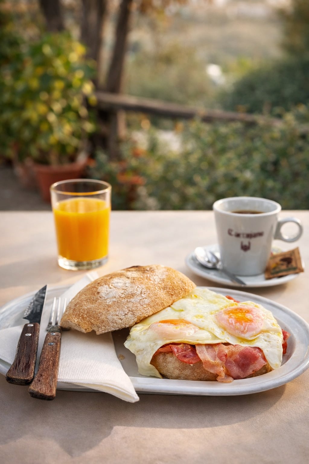 Huevos fritos camperos con bacon
