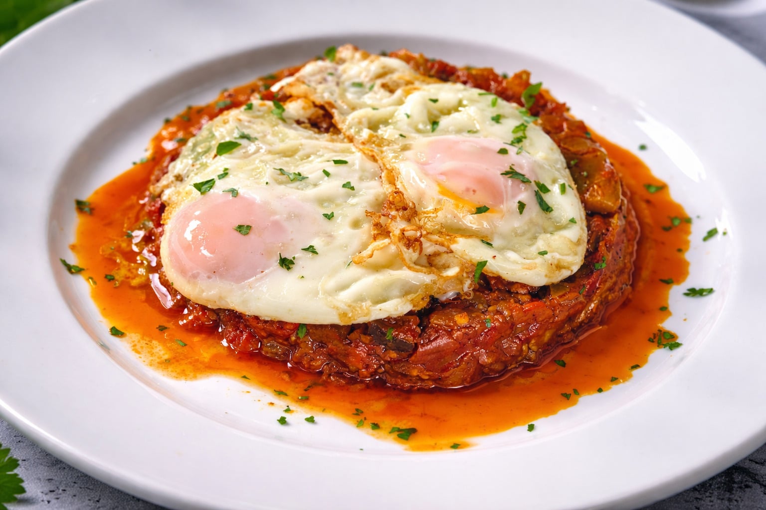 Pisto casero con huevos fritos
